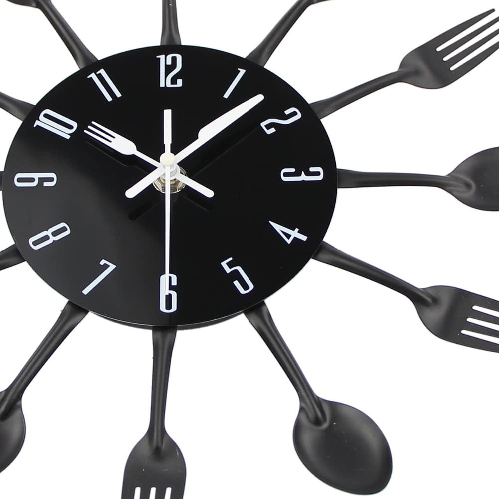Timelike Kitchen Wall Clock, 3D Removable Modern Creative Cutlery Kitchen Spo...