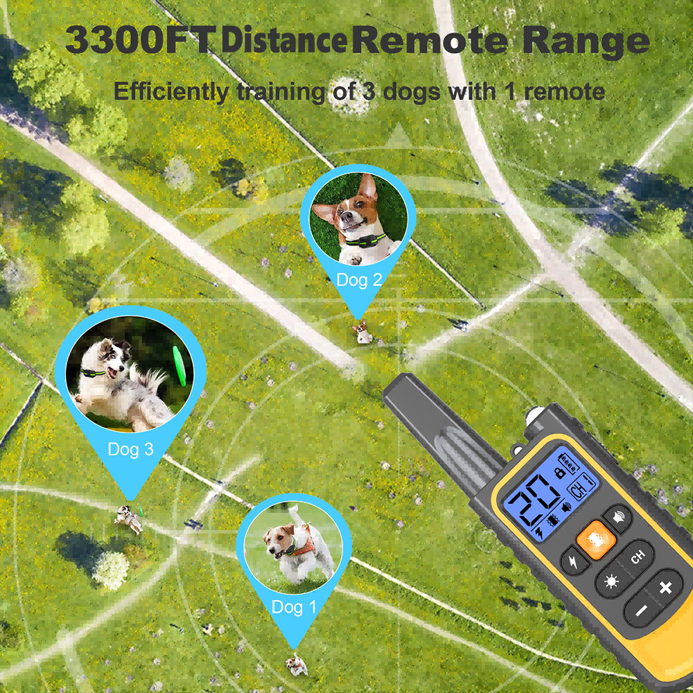 3300 FT Dog Training Collar Rechargeable Remote Shock Pet Waterproof Trainer