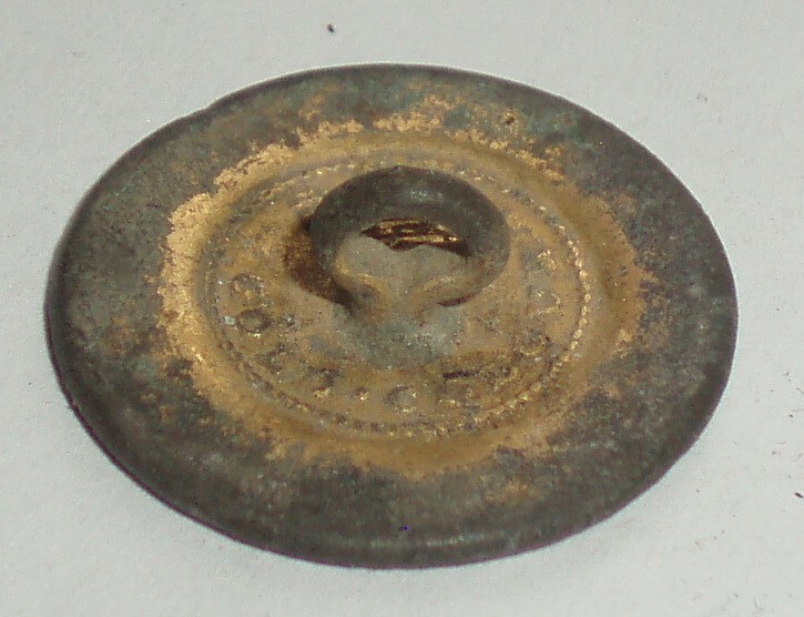 1823 - 1865 ANTIQUE SOLID PEWTER JACKET BUTTON W/ ST EDWARDS CROWN MAKER MARK