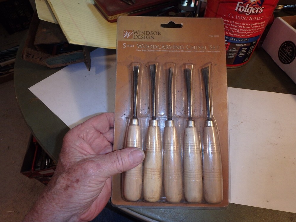 1G-  NOS Windsor Design 5 piece woodcarving chisel set