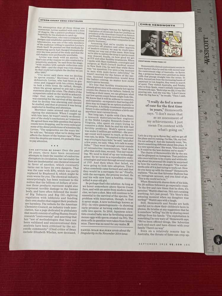 Actor Chris Hemsworth 12-page 2018 Print Article