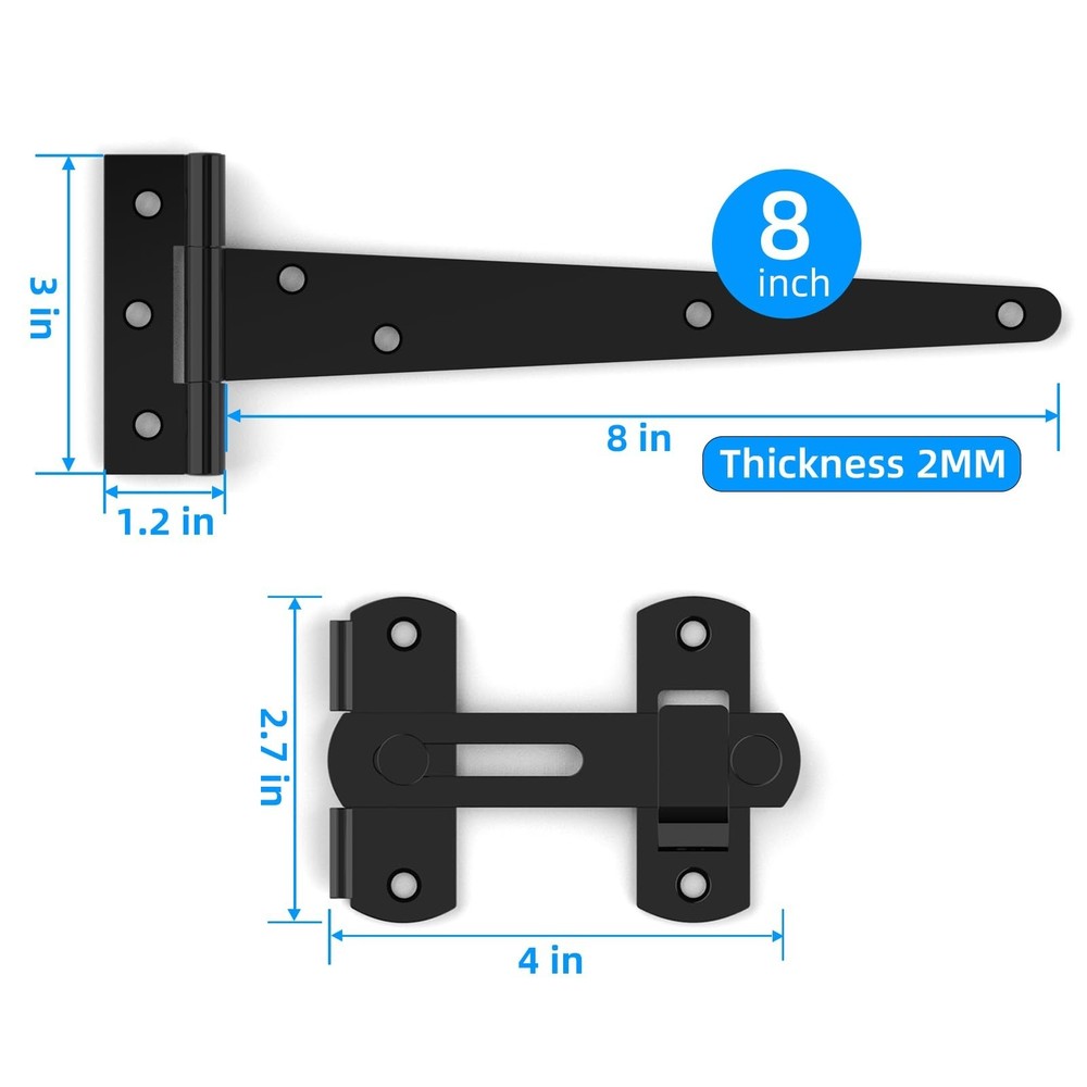 Fence Gate Frame Kit with 8 inch Hinges and Gate Latch, Includes Corner Brace...