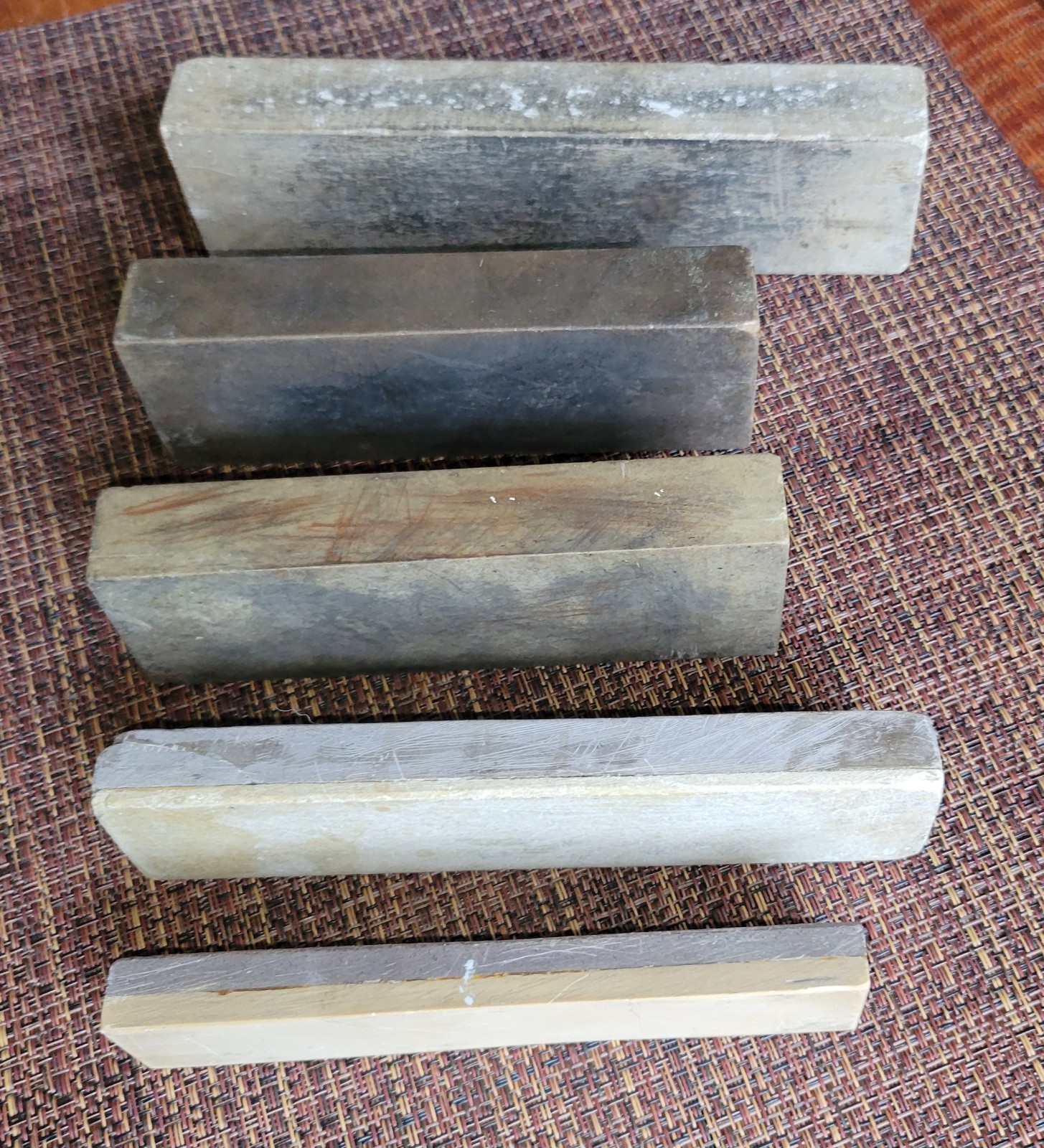Lot of 5 Early Antique Sharpening Stones (2 Coticule) Hones