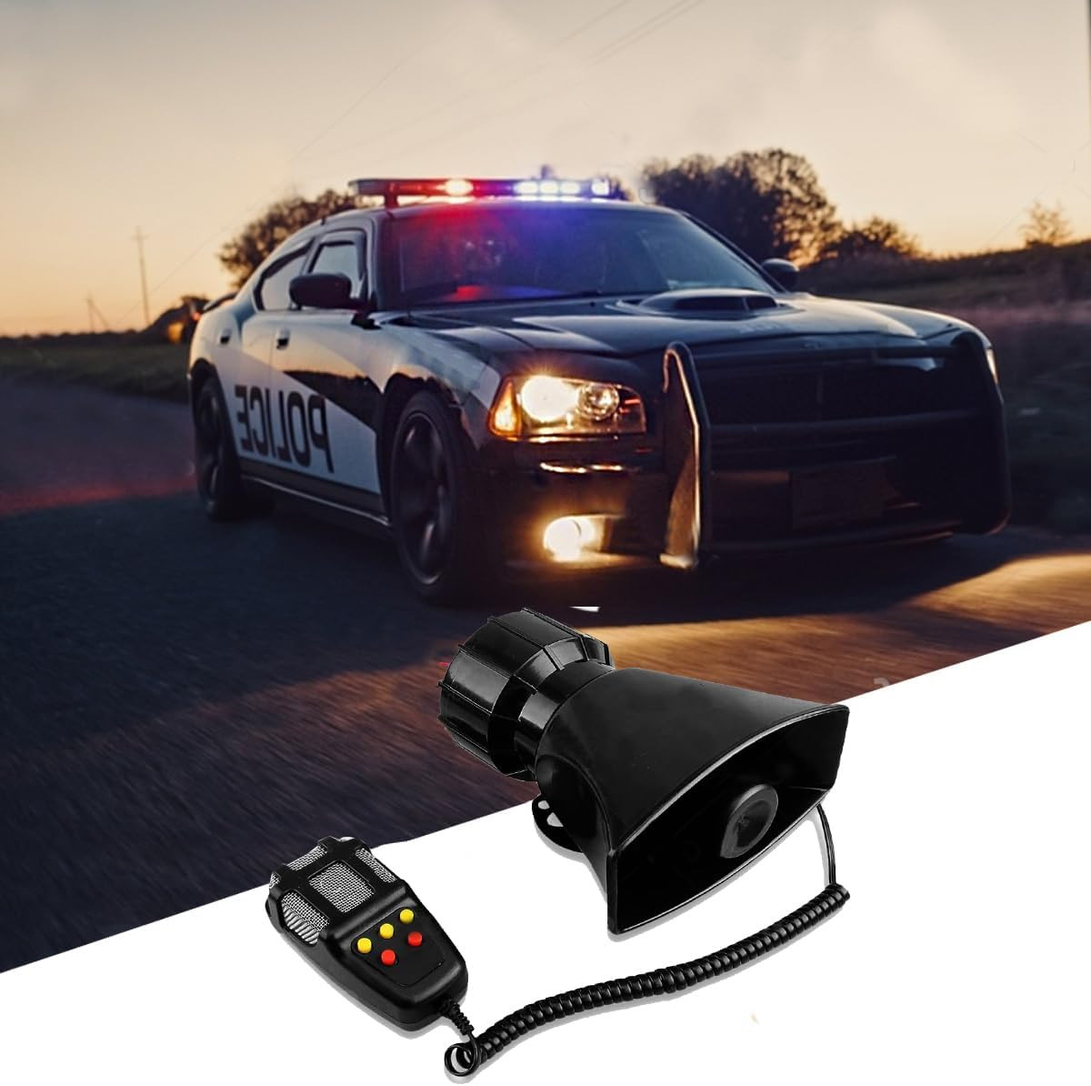 Zone Tech 5 Tone Sound Car Siren Vehicle Horn with Mic PA Speaker System Emergen