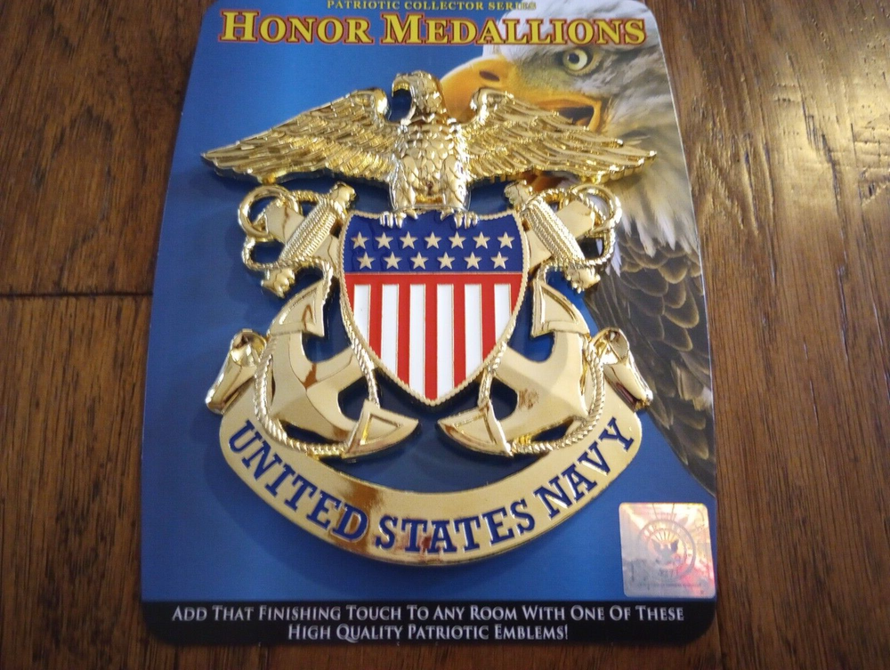 U.S NAVY WALL MEDALLION PLAQUE SHADOW BOX EAGLE SHIELD & ANCHORS INSIGNIA