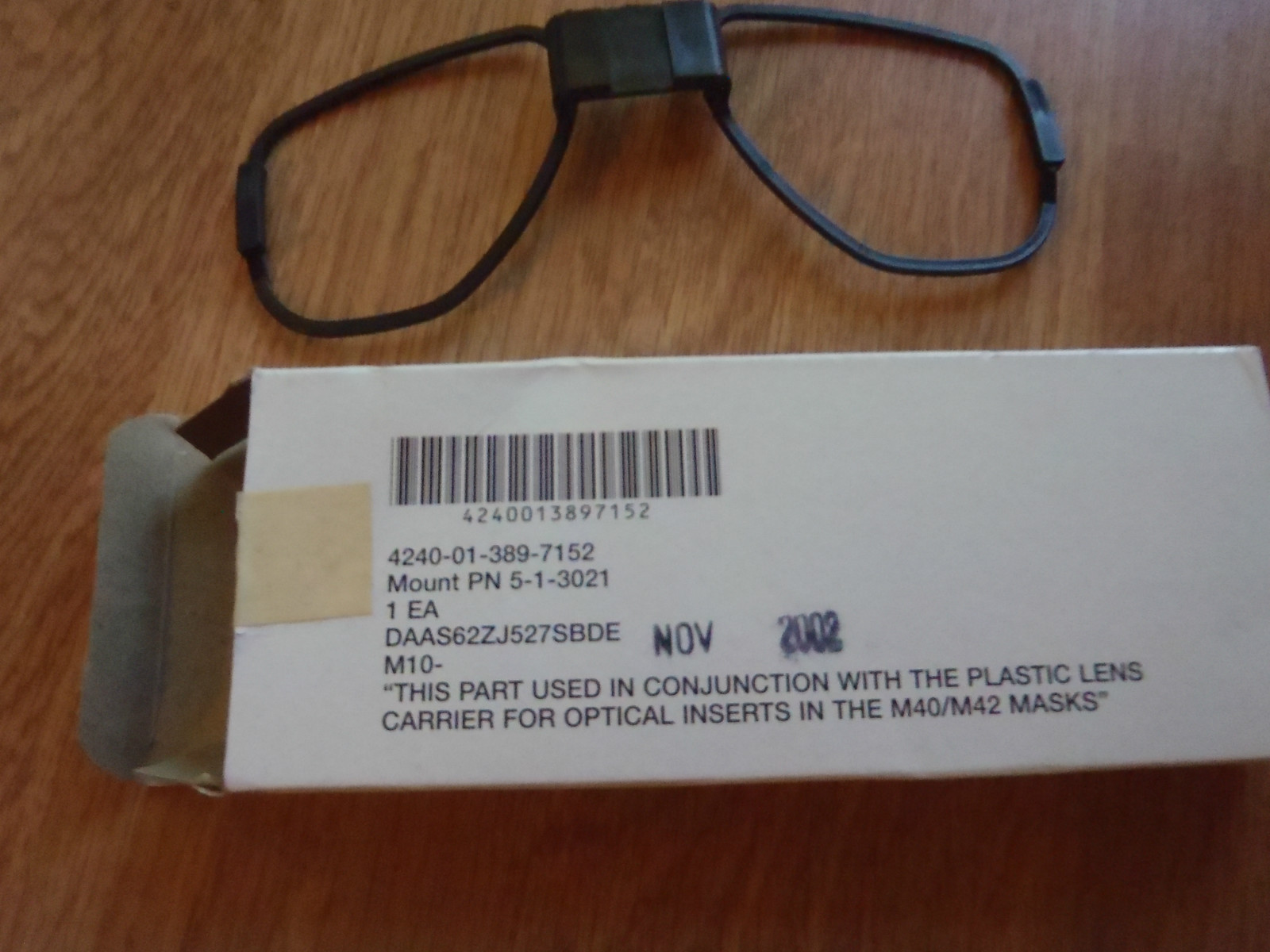 qty. of 2 M40/M42 gas mask plastic mount NSN 4240-01-389-7152 BUGOUT ITEM insert