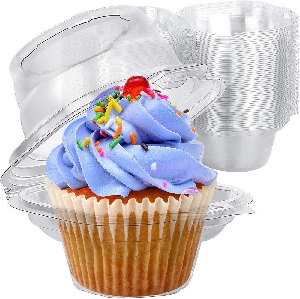 Elegant 50-Pack Cupcake Boxes - Durable Stackable Containers for Celebrations