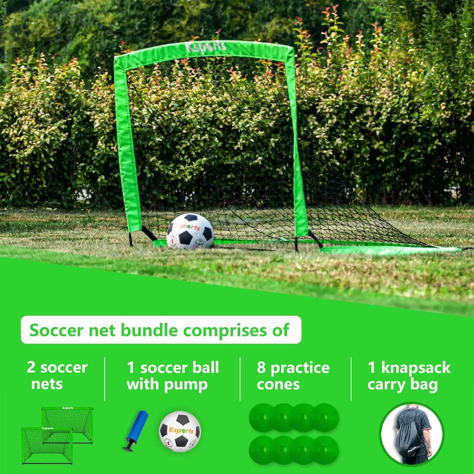 Ksports Squad Outdoor Portable Soccer Goal Set Kids Training Equipment, 4 x 3'