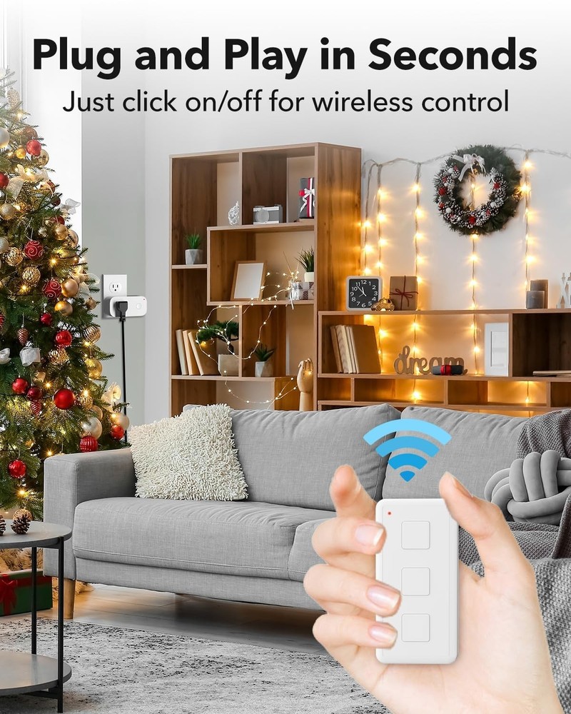 Wireless Remote Control Outlet Plug Switch 100ft RF Range No Wiring Needed