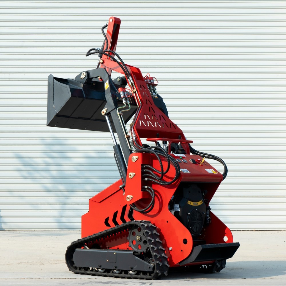 23HP Mini Skid Steer Loader + Mower Attachment with Tracks 3-Pumps Self-Leveling
