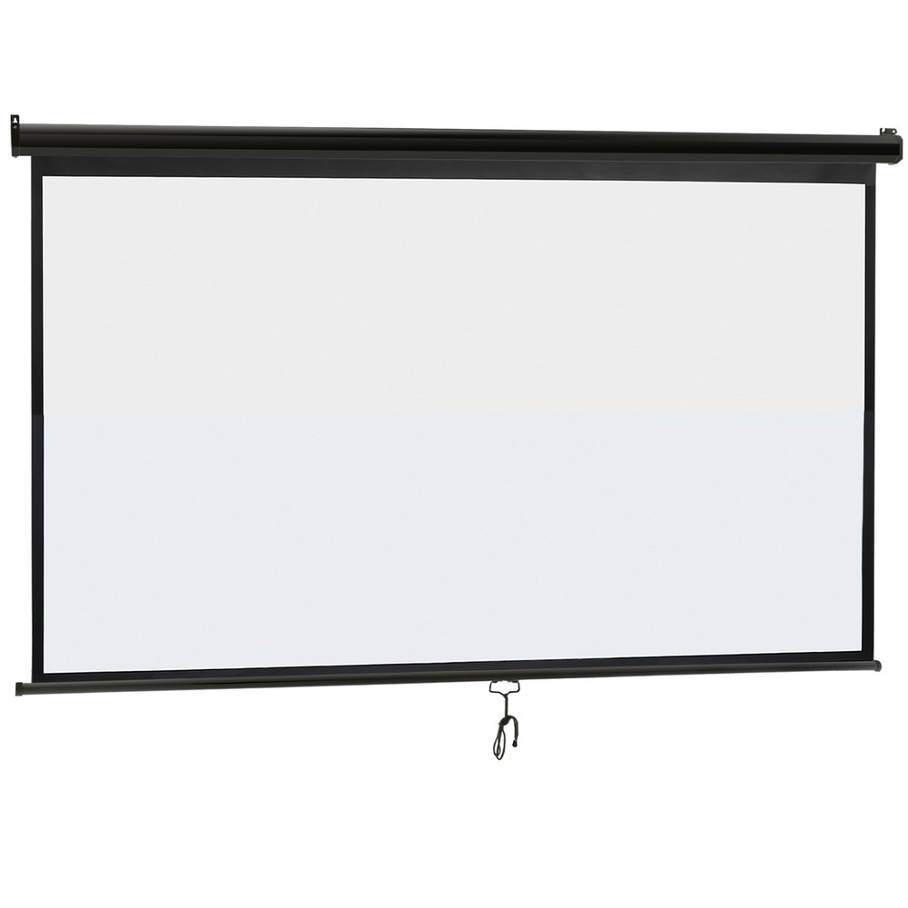 Indoor Outdoor 100" Pull Down Projector Screen 16:9 HD 160 Degree Viewing Angles