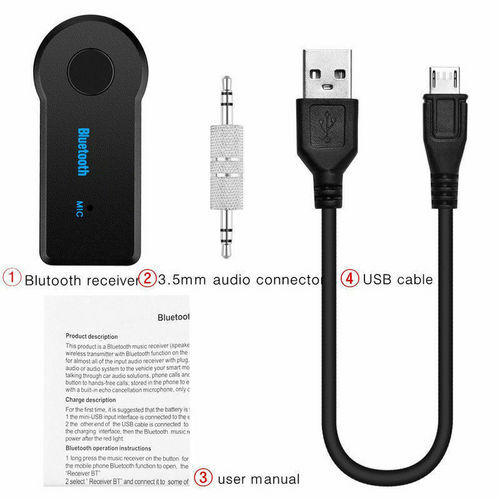 4.0 Bluetooth Wireless Receiver 3.5mm Car Music Receiver Converter & USB Cable