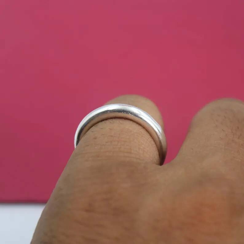 Solid 925 Sterling Silver Mini Statement Band Vintage Style Antique Wire Ring
