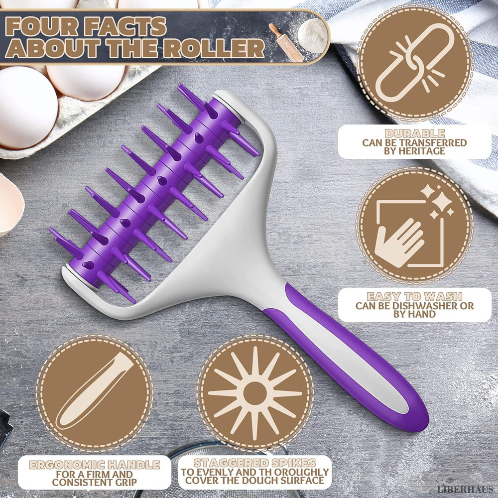 Pizza Dough Docker Roller - Pizza Roller Spikes for Pizza Crust Pastry Roller