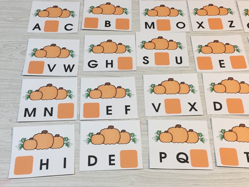 Pumpkin Patch Dry Erase - Laminated Activity Set - Missing Letters