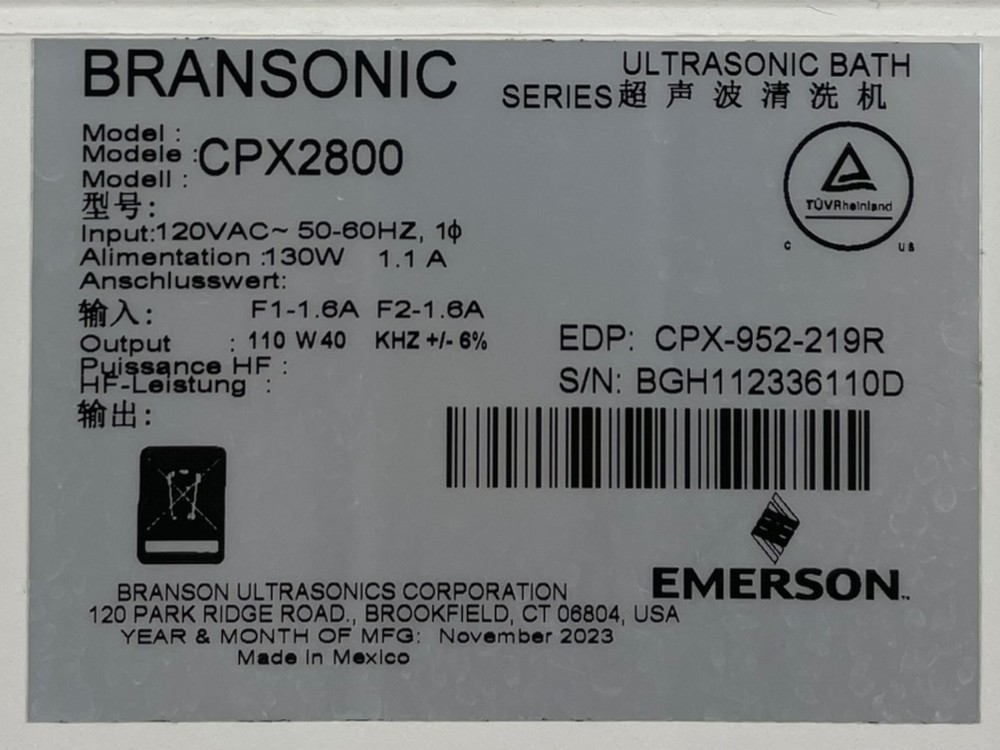 Branson CPX2800 Digital Heated Ultrasonic Bath