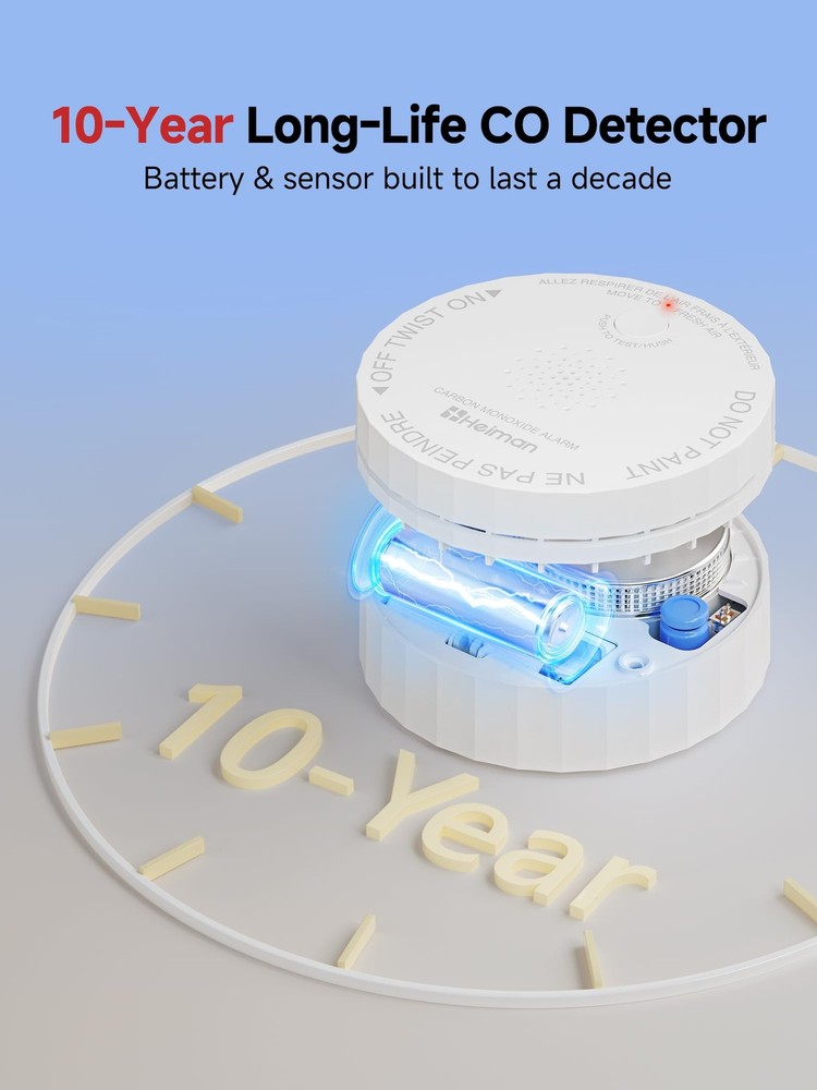 Heiman Carbon Monoxide Detector, Nano-Sized Mini, 1 Pack （Standalone Model）