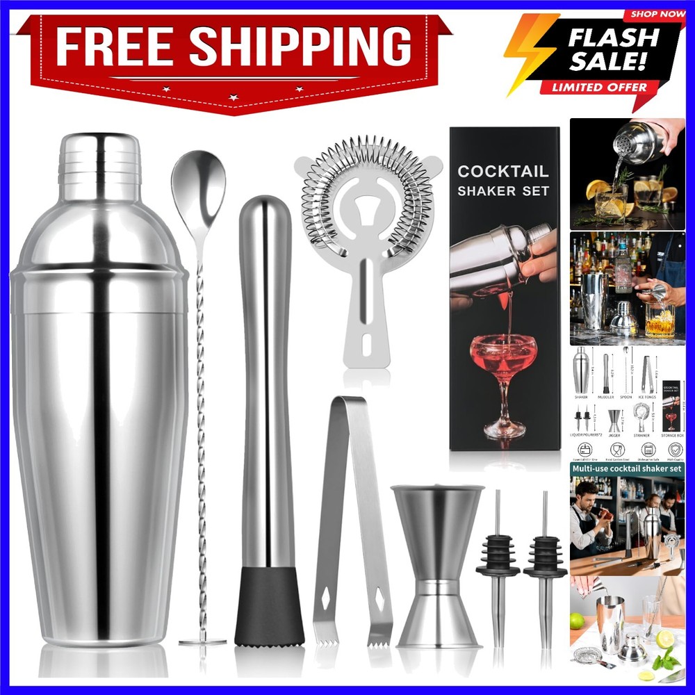 Cocktail Shaker Set, 8-Piece Bar Set, Practical Bartender Kit, Includes Many ...