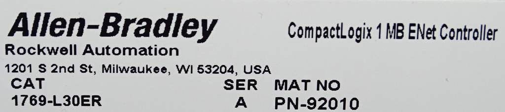 Allen Bradley 1769-L30ER /A CompactLogix Controller
