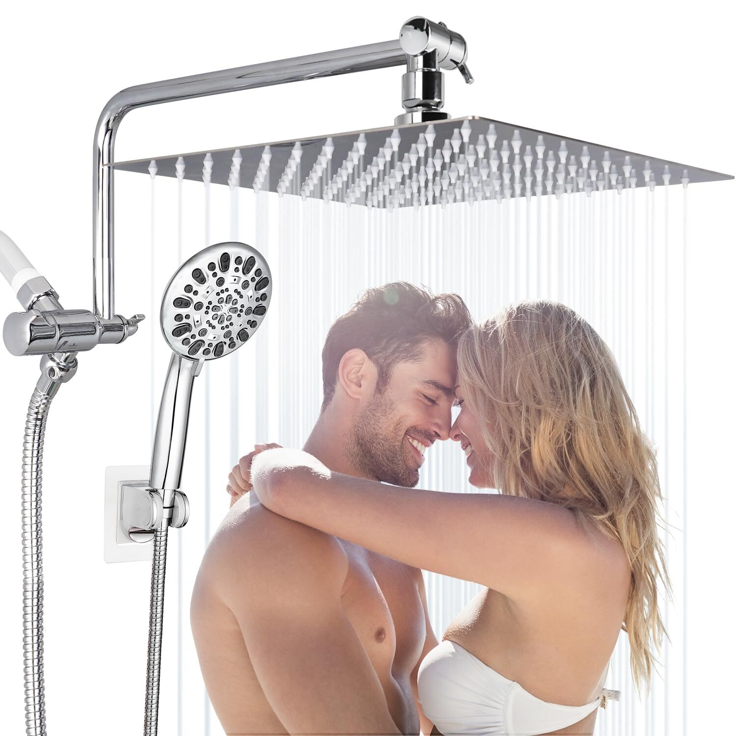 12-inch High Pressure All Metal Rainfall Shower Head with Handheld Spray Combo