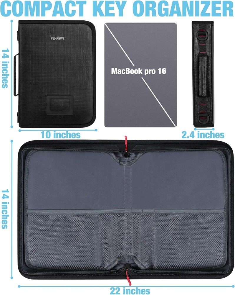 Key Organizer Case - Fireproof & Waterproof Key Bag with 54 Key Tags - Large