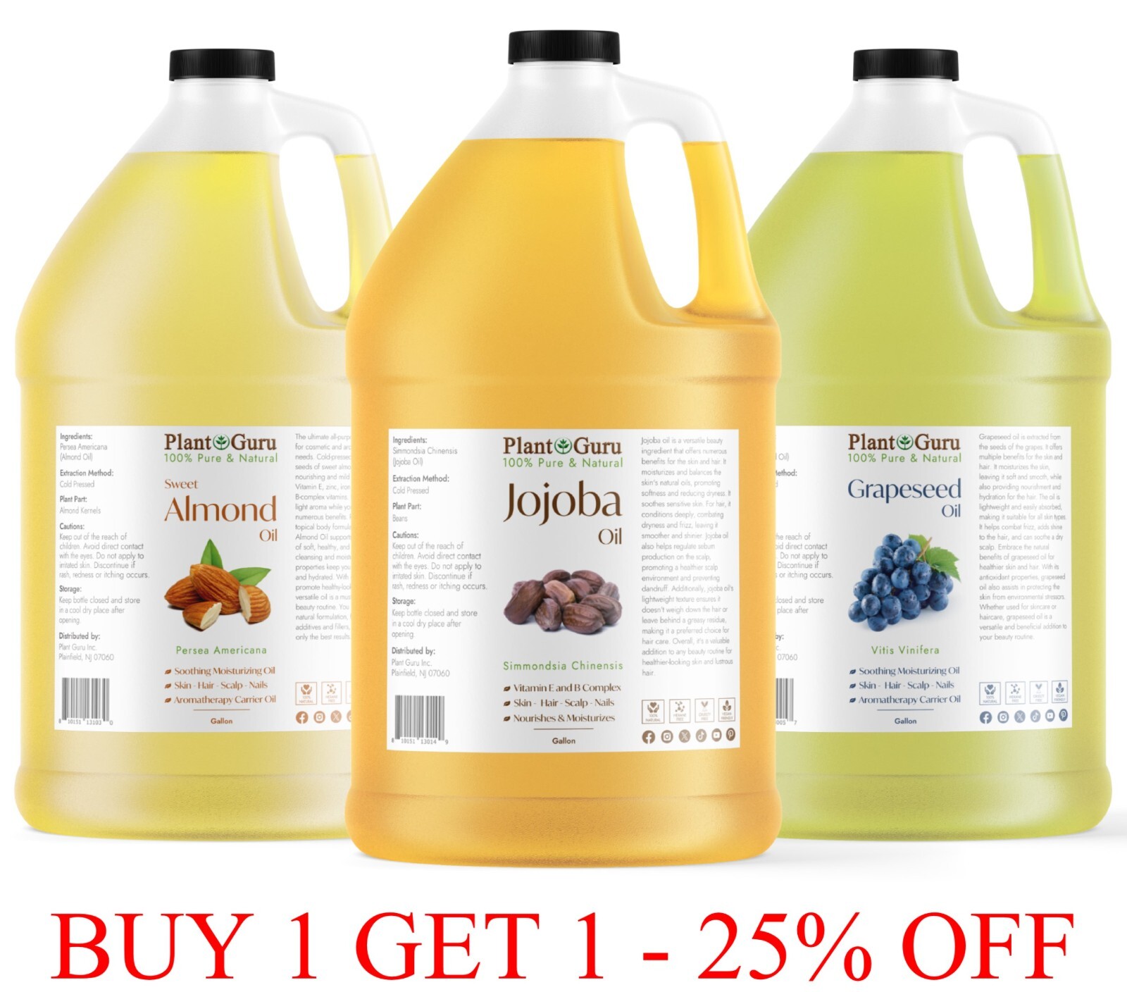 Carrier Oil Gallon Bulk Wholesale Pure Natural Cold Pressed Skin Hair Massage