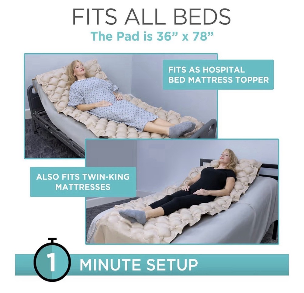 Vive Alternating Pressure Pad Includes Mattress Pad and Electric Pump System