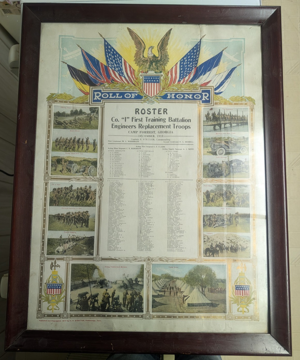 WWI Roster First Training Battalion Engineers Replacement Troops Camp Forest GA