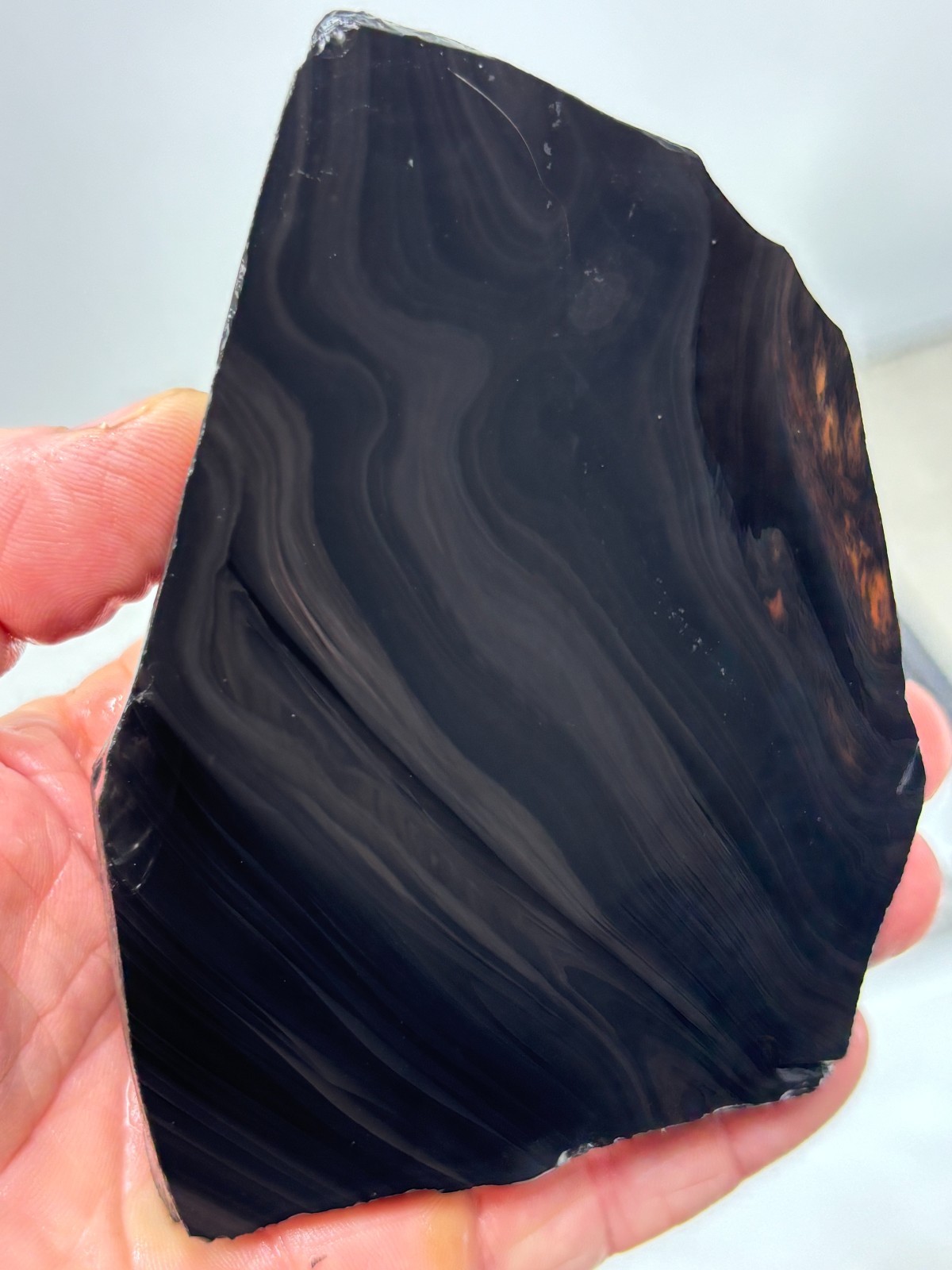 Tri-flow Sheen/Lace Obsidian Slab Lapidary Cabbing Knapping Combo ship avail
