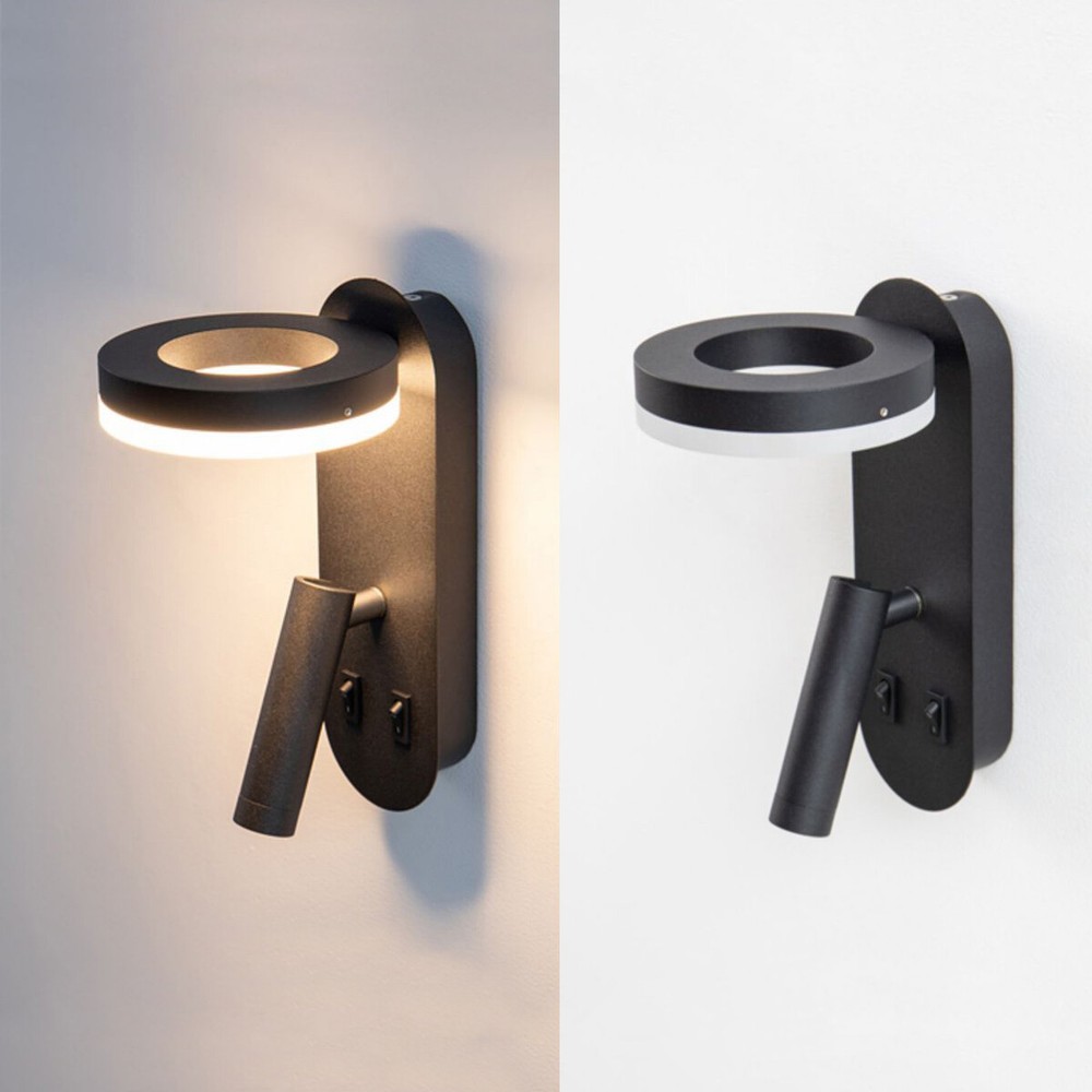 LED Wall Mounted Light Fixture Adjustable Spotlight Bedside Reading Lamp Switch