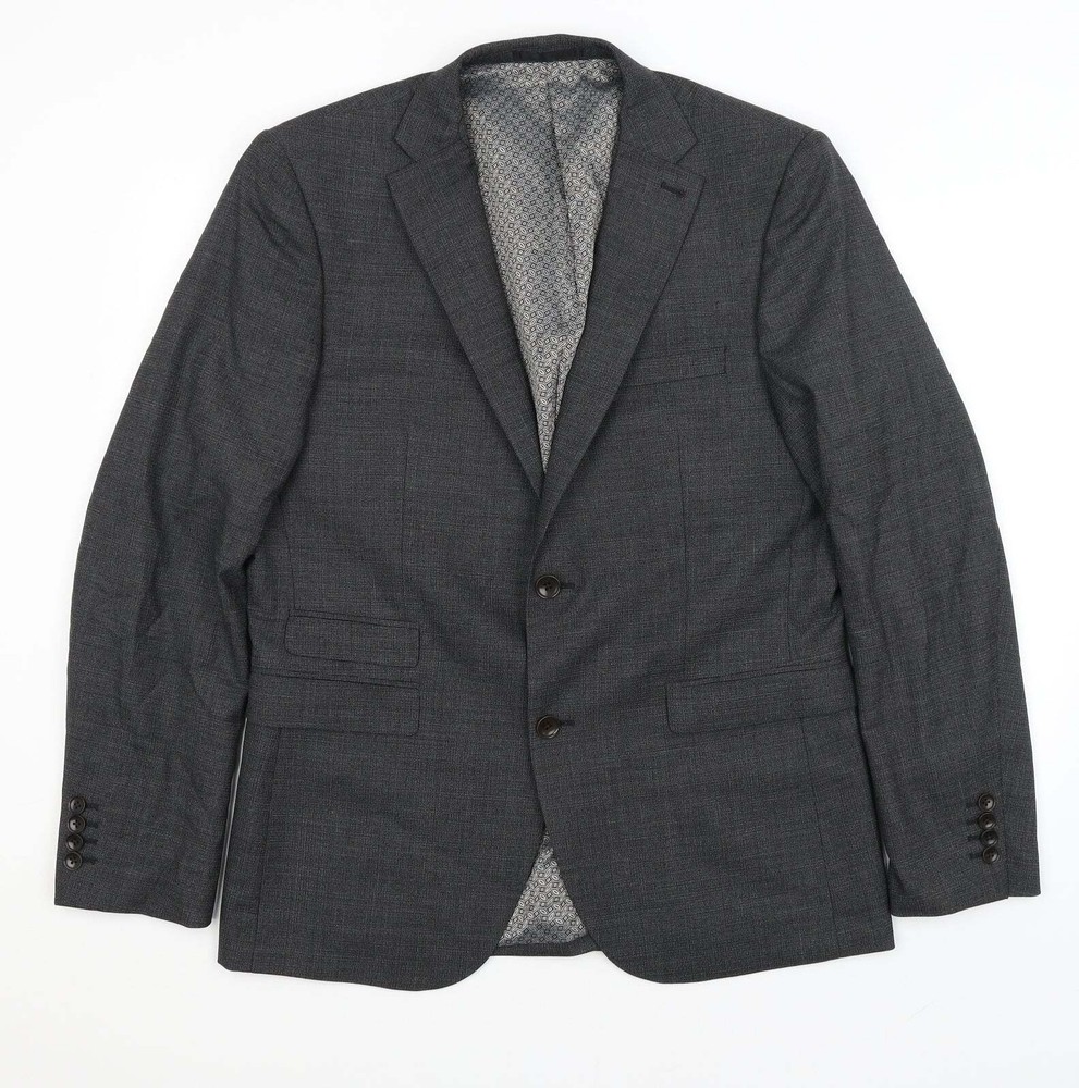 NEXT Mens Grey Wool Blend Blazer Size L