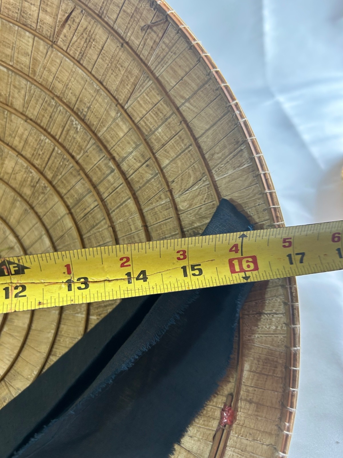 Asian Bamboo Straw Conical Coolie Sun, Fishing, Garden Hat with colored strap