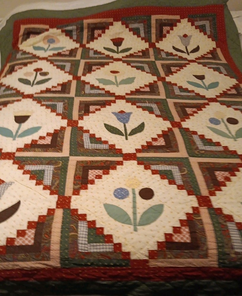 Vintage Patchwork Quilt 80" X 65" READ