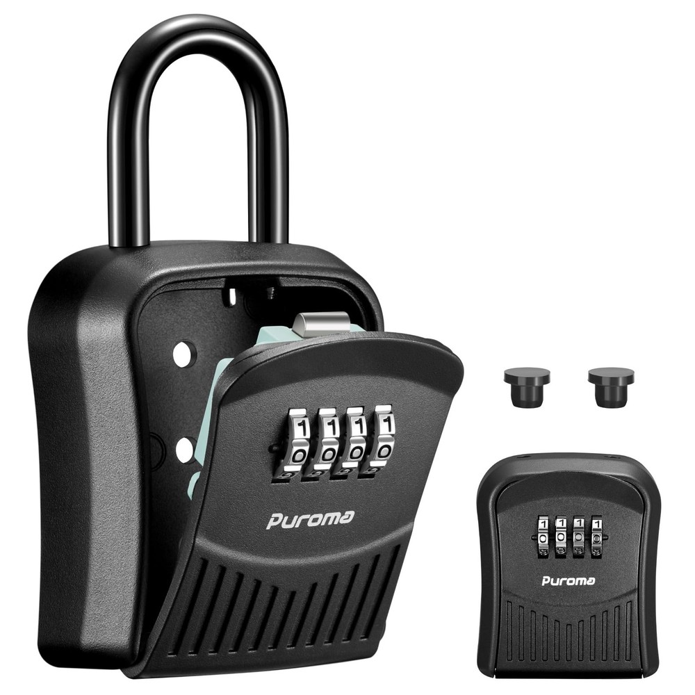 Lock Box Combination Key Lock Box, Wall-Mounted Portable Storage Lockbox for ...