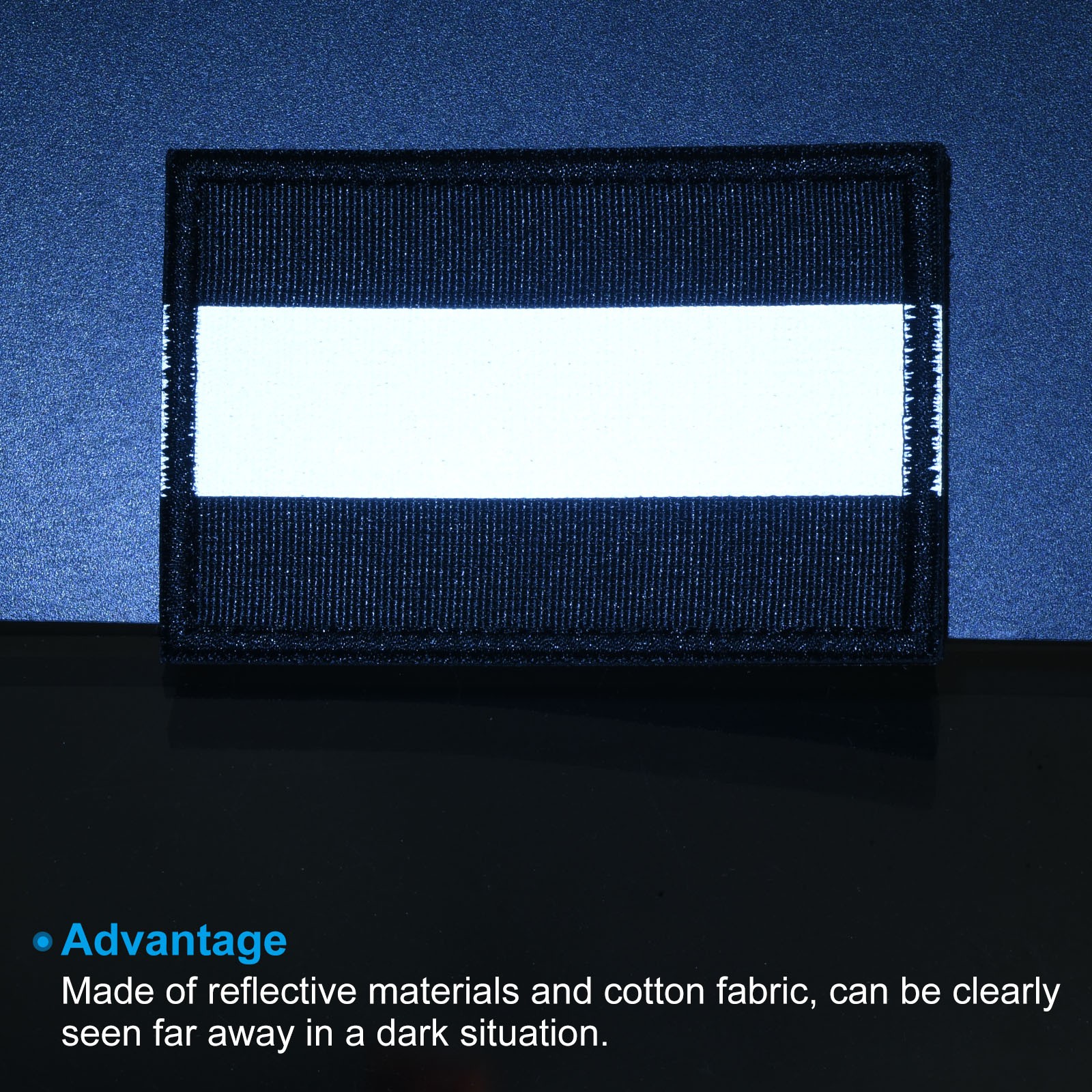 2pcs 2x3" Reflective Patch Hook and Loop Fastener Night Safety Appliques, Black