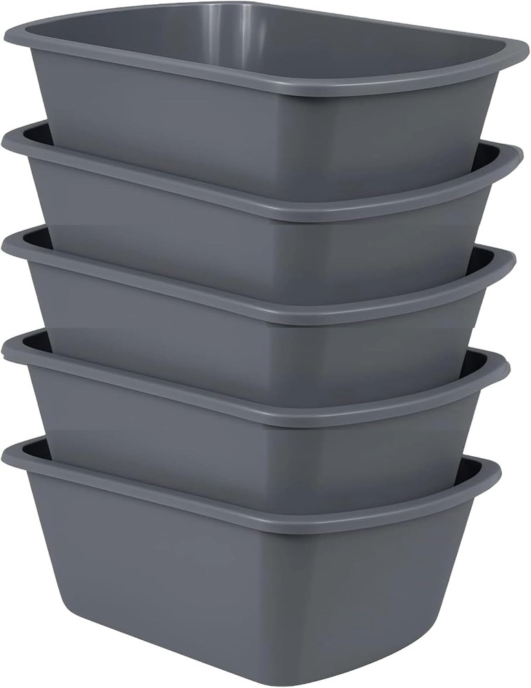 Wash Basins [5 Pack] – Rectangular Plastic 7-Quart Graduated Hospital Soaking