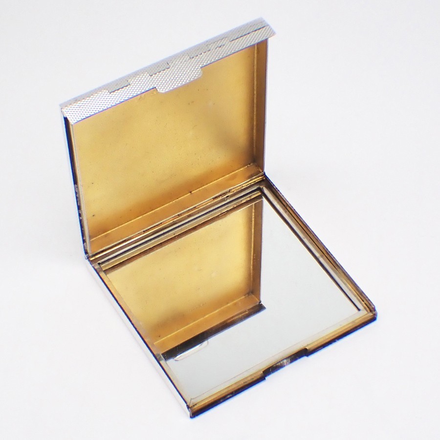Square Compact Engine Turned Sterling Silver Birmingham 1948