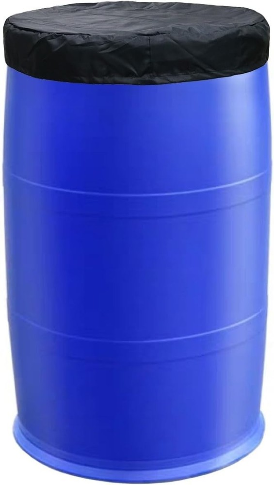 Stretchable 55 Gallon Drum Cover with Secure Drawstring - Ideal for Rain Barrels