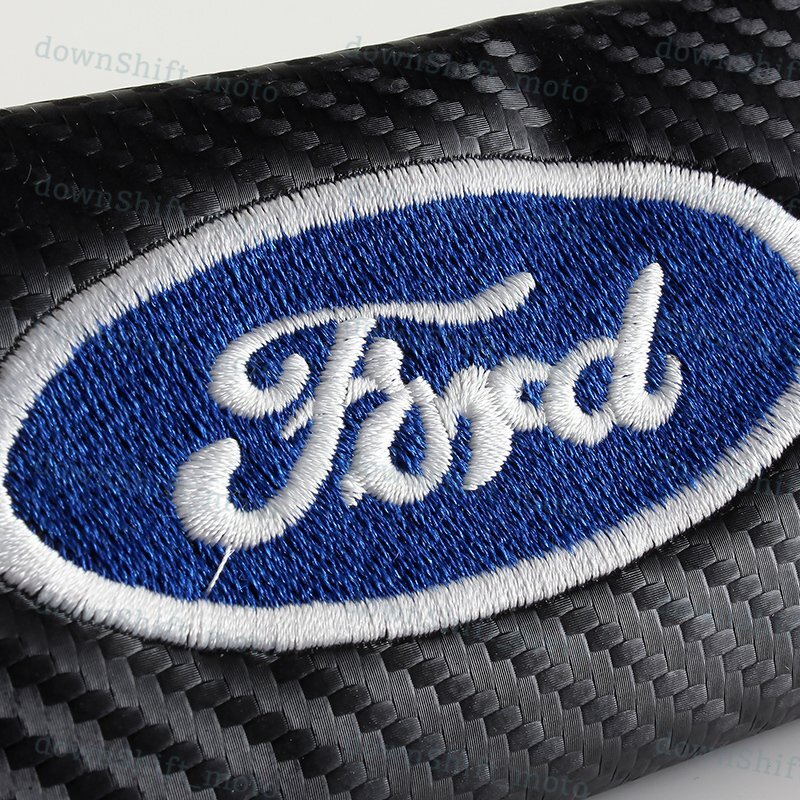 SET FOR FORD RACING Carbon Look Seat Belt Cover Shoulder Pads Embroidery Logo
