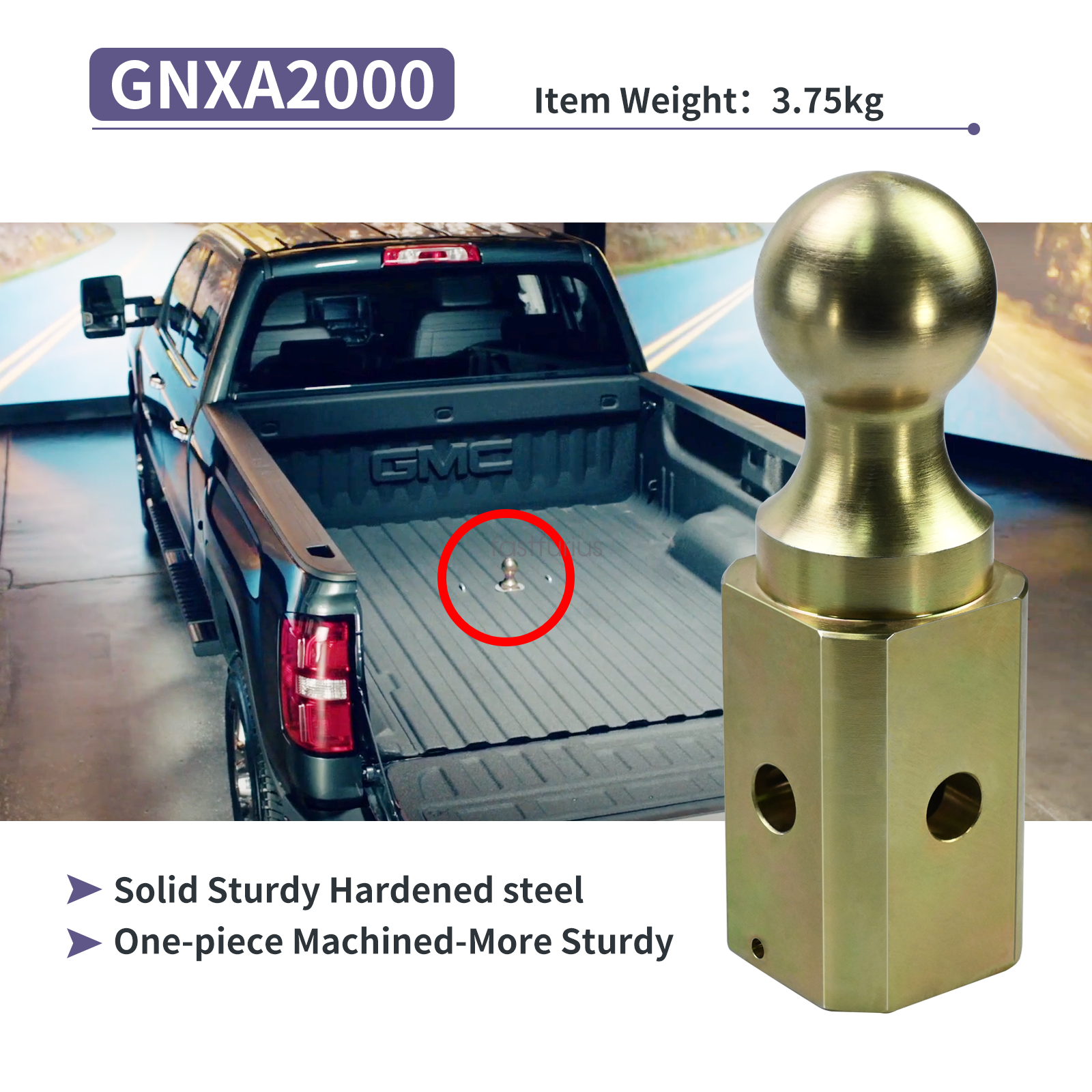 Gooseneck Ball Hitch Turn Over Ball 2-5/16” fit for B&W Trailer Hitches GNXA2000