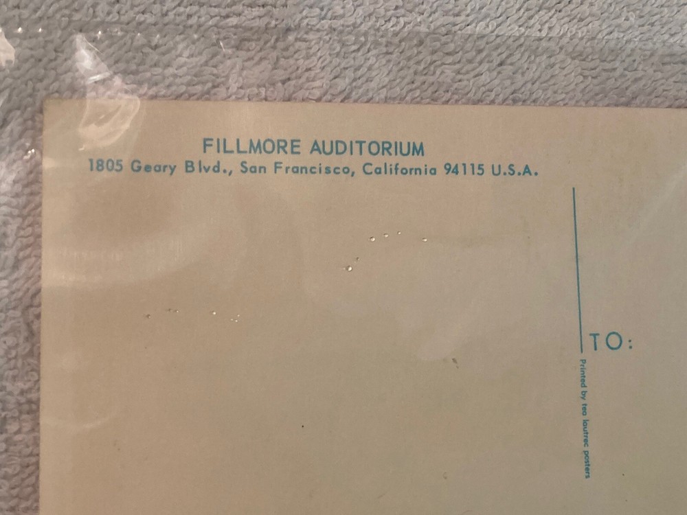 The Fillmore West Postcard BIG BROTHER & THE HOLDING COMPANY / JANIS JOPLIN 1968