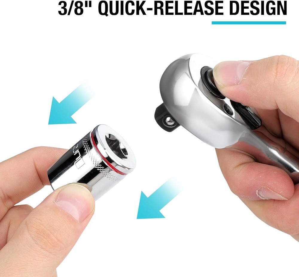 DURATECH 3/8-Inch Drive Extendable Ratchet 90-Tooth Quick-release Reversible