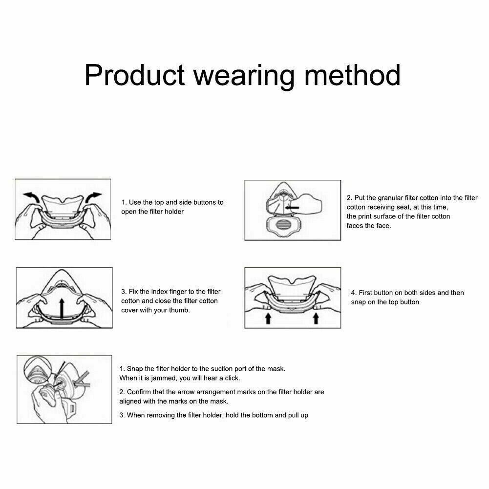 Silicone Half Face Gas Mask Paint Spray Chemical Respirator Reusable 95% Filter