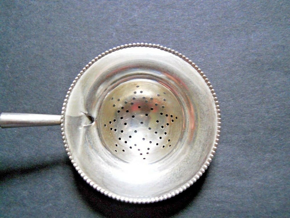 Sterling Silver Antique Tea Strainer Wood Handle