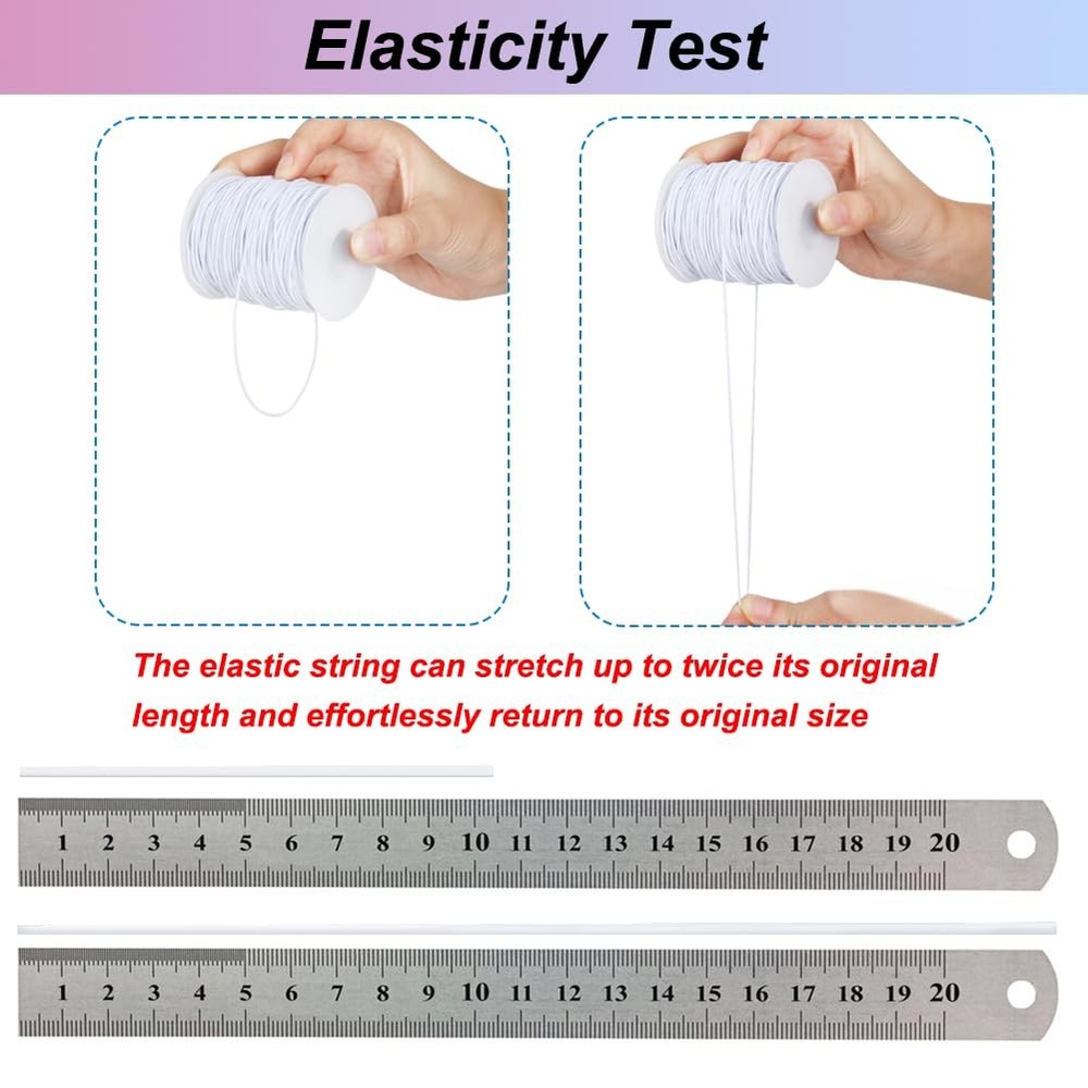 White Elastic String, 328 Feet 1mm Stretchy Bracelet String Bead 1MM,