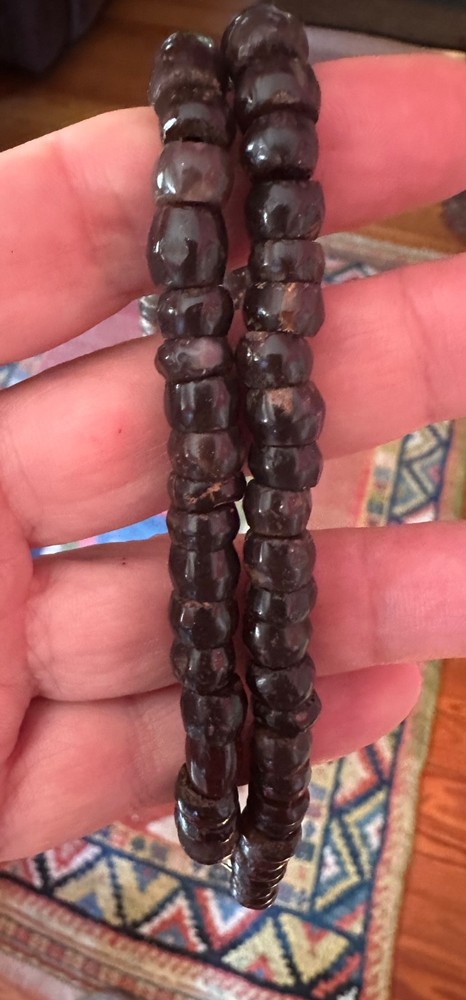 (B) Ancient Neolithic RARE Black Agate Stone Beads Necklace