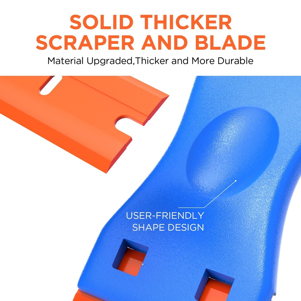 Plastic Razor Blades Scraper Tool 2 Pack Wall Paint Remover with 100 Pcs Pla...