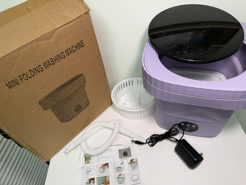 Mini Folding Portable Washing Machine Purple, Dehydration Mode, Timer Settings