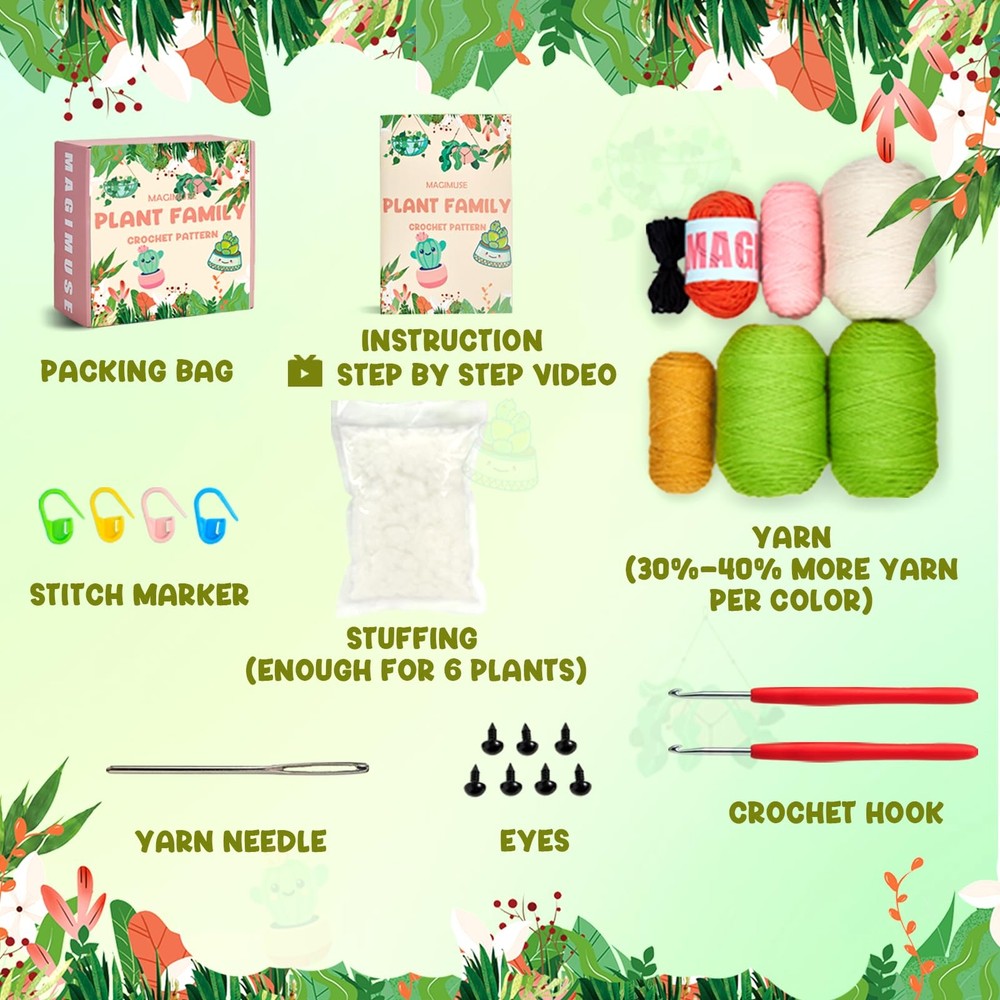 Crochet Kit for Beginners Amigurumi Craft with Video Tutorials & Yarn Set