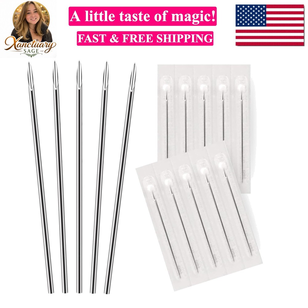 10PC Piercing Needles 18G - Sterile Disposable Sharp Surgical Stainless Steel...